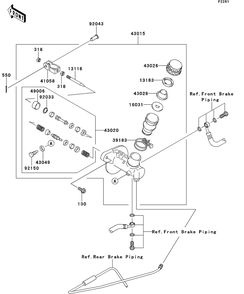 Master Cylinder Diagram and Parts List for KAF400BEF 2014 Kawasaki Lawn Tractor Accessories