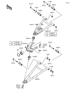 Front Suspension Diagram and Parts List for KAF820BHF 2017 Kawasaki Lawn Tractor Accessories