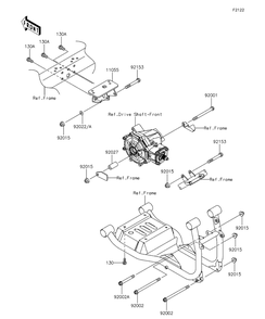 Engine Mount Diagram and Parts List for KAF620RFF 2015 Kawasaki Lawn Tractor Accessories
