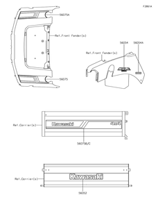 Decals(Kjf/Kkf) Diagram and Parts List for KAF400KJF 2018 Kawasaki Lawn Tractor Accessories