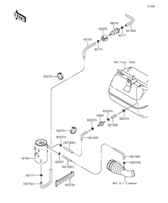 Fuel Evaporative System Diagram and Parts List for KAF400DFF 2015 Kawasaki Lawn Tractor Accessories