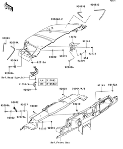 Front Fender Diagram and Parts List for KRT750ACF 2012 Kawasaki Lawn Tractor Accessories