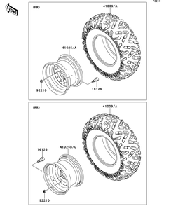 Wheels/Tires Diagram and Parts List for KAF400DEF 2014 Kawasaki Lawn Tractor Accessories