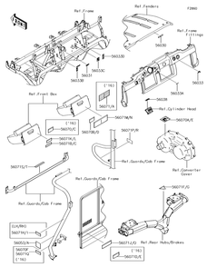 Labels Diagram and Parts List for KAF620VGF 2016 Kawasaki Lawn Tractor Accessories