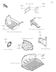 Labels Diagram and Parts List for KRT1000APFNN 2023 Kawasaki Lawn Tractor Accessories