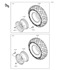 Wheels/Tires Diagram and Parts List for KAF400EGF 2016 Kawasaki Lawn Tractor Accessories