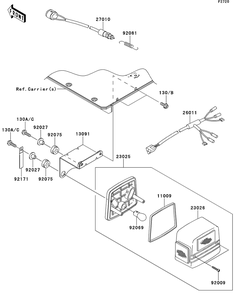 Taillight Diagram and Parts List for KAF620SDF 2013 Kawasaki Lawn Tractor Accessories
