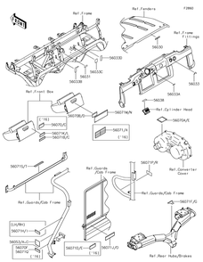 Labels Diagram and Parts List for KAF620RHF 2017 Kawasaki Lawn Tractor Accessories