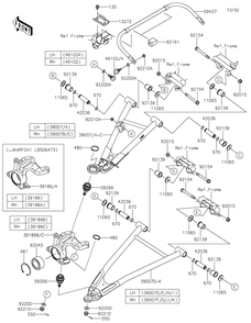 Front Suspension Diagram and Parts List for KRF1000ALF 2020 Kawasaki Lawn Tractor Accessories