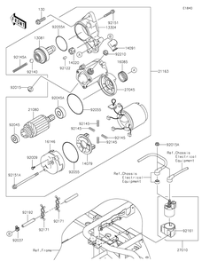 Starter Motor Diagram and Parts List for KAF620MLF 2020 Kawasaki Lawn Tractor Accessories