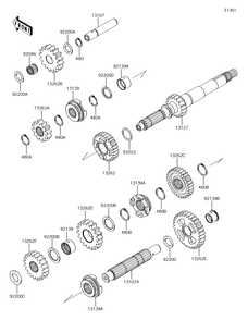 Transmission Diagram and Parts List for KRF800GJF 2018 Kawasaki Lawn Tractor Accessories
