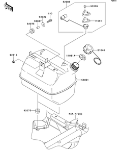 Fuel Tank Diagram and Parts List for KAF400BEF 2014 Kawasaki Lawn Tractor Accessories