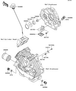 Oil Pump/Oil Filter Diagram and Parts List for KAF400BEF 2014 Kawasaki Lawn Tractor Accessories