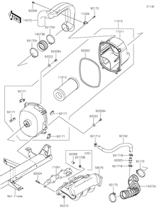 Air Cleaner Diagram and Parts List for KAF820BMFNL 2021 Kawasaki Lawn Tractor Accessories