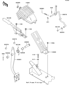 Brake Pedal/Throttle Lever Diagram and Parts List for KAF620RDFA 2013 Kawasaki Lawn Tractor Accessories