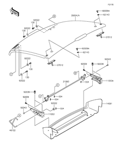 Fenders Diagram and Parts List for KAF400AGF 2016 Kawasaki Lawn Tractor Accessories