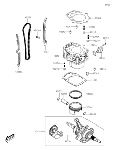 Cylinder/Piston Diagram and Parts List for KAF700DNFNN 2022 Kawasaki Lawn Tractor Accessories