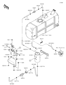 Fuel Evaporative System Diagram and Parts List for KAF620XJF 2018 Kawasaki Lawn Tractor Accessories