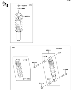 Shock Absorber Diagram and Parts List for KAF400AFF 2015 Kawasaki Lawn Tractor Accessories