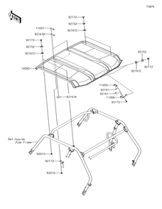 Sun Top Diagram and Parts List for KRF800GJF 2018 Kawasaki Lawn Tractor Accessories