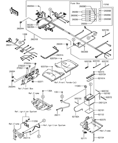 Chassis Electrical Equipment Diagram and Parts List for KAF820BHF 2017 Kawasaki Lawn Tractor Accessories