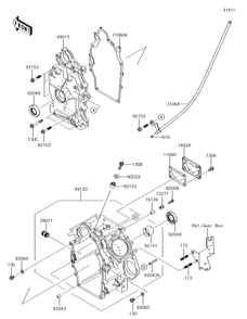 Crankcase Diagram and Parts List for KAF620VGF 2016 Kawasaki Lawn Tractor Accessories