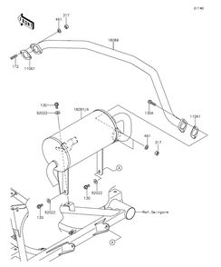 Muffler Diagram and Parts List for KAF400EDF 2013 Kawasaki Lawn Tractor Accessories