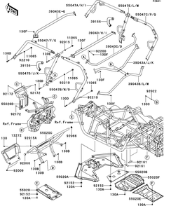 Guards/Cab Frame Diagram and Parts List for KRT750ACF 2012 Kawasaki Lawn Tractor Accessories