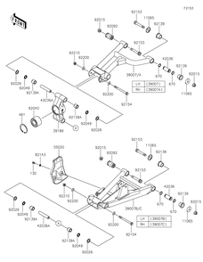 Rear Suspension Diagram and Parts List for KRF800HLF 2020 Kawasaki Lawn Tractor Accessories
