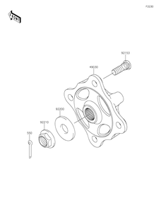 Front Hubs/Brakes Diagram and Parts List for KRF800GKF 2019 Kawasaki Lawn Tractor Accessories