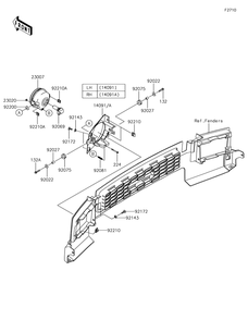 Headlight Diagram and Parts List for KAF620RHF 2017 Kawasaki Lawn Tractor Accessories