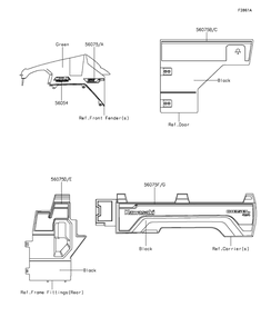 Decals(Green) Diagram and Parts List for KAF1000EGF 2016 Kawasaki Lawn Tractor Accessories