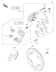 Front Brake Diagram and Parts List for KRF1000CPFNN 2023 Kawasaki Lawn Tractor Accessories