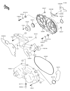 Converter Cover Diagram and Parts List for KAF620PGF 2016 Kawasaki Lawn Tractor Accessories