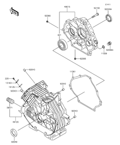 Crankcase Diagram and Parts List for KAF400EGF 2016 Kawasaki Lawn Tractor Accessories