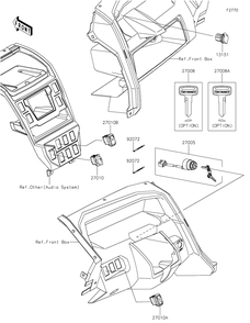 Ignition Switch Diagram and Parts List for KRF1000CMFNN 2021 Kawasaki Lawn Tractor Accessories