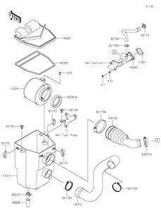 Air Cleaner Diagram and Parts List for KAF400HHS 2017 Kawasaki Lawn Tractor Accessories