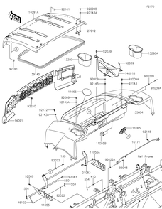 Fenders Diagram and Parts List for KAF620SKF 2019 Kawasaki Lawn Tractor Accessories