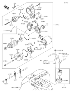 Starter Motor Diagram and Parts List for KAF620MHF 2017 Kawasaki Lawn Tractor Accessories