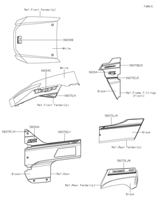 Decals(White)(Fkf) Diagram and Parts List for KRF800FKF 2019 Kawasaki Lawn Tractor Accessories