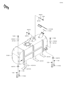 Fuel Tank Diagram and Parts List for KAF620VGF 2016 Kawasaki Lawn Tractor Accessories