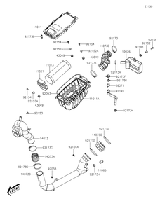 Air Cleaner Diagram and Parts List for KAF700CMFNN 2021 Kawasaki Lawn Tractor Accessories