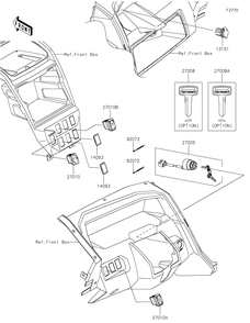 Ignition Switch Diagram and Parts List for KRF1000BPFNL 2023 Kawasaki Lawn Tractor Accessories