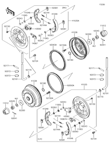 Front Hubs/Brakes Diagram and Parts List for KAF620SGF 2016 Kawasaki Lawn Tractor Accessories