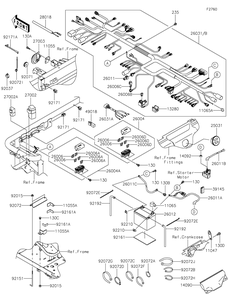 Chassis Electrical Equipment Diagram and Parts List for KAF620WLS 2020 Kawasaki Lawn Tractor Accessories