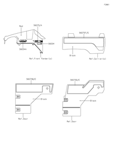 Decals Diagram and Parts List for KAF1000CKF 2019 Kawasaki Lawn Tractor Accessories