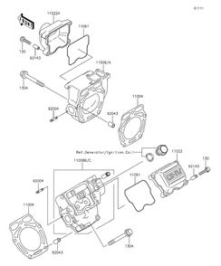 Cylinder Head Diagram and Parts List for KAF620RFF 2015 Kawasaki Lawn Tractor Accessories