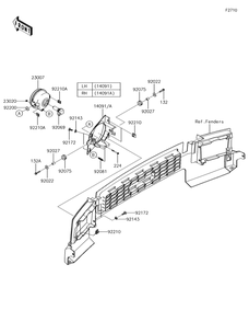 Headlight Diagram and Parts List for KAF620PGF 2016 Kawasaki Lawn Tractor Accessories