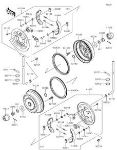 Front Hubs/Brakes Diagram and Parts List for KAF620RHF 2017 Kawasaki Lawn Tractor Accessories