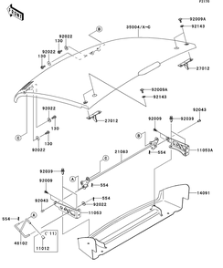 Fenders Diagram and Parts List for KAF400BEF 2014 Kawasaki Lawn Tractor Accessories
